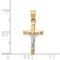 14K Two Tone Gold Hollow Crucifix Charm Pendant Jewelry 26 x 12 mm